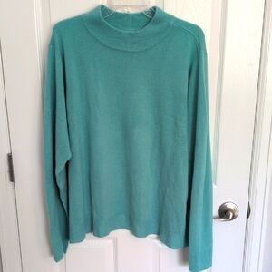 Elisabeth Williams Teal Mock Neck Sweater - 3X